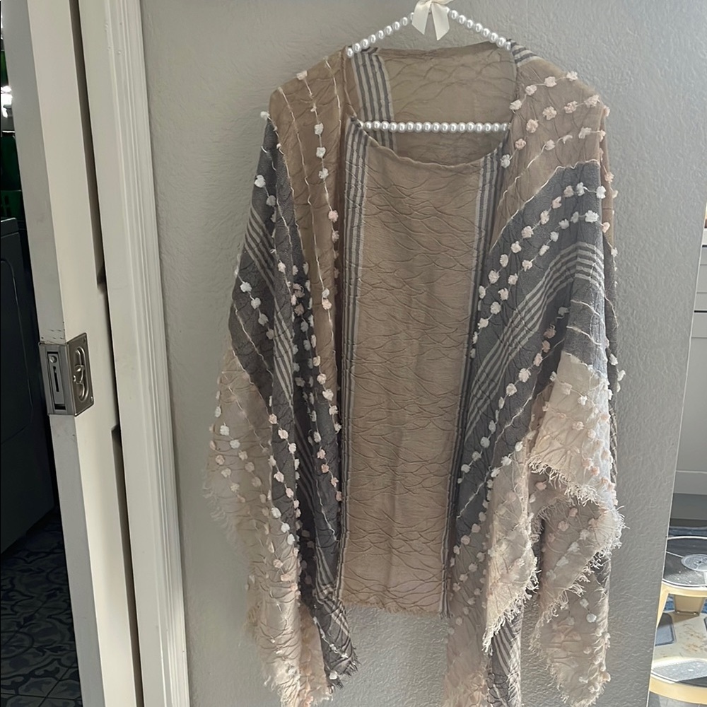 Chic Sheer Striped Poncho /Shawl